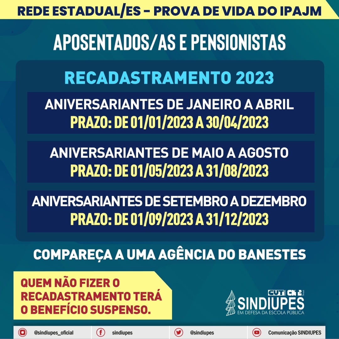 Sindiupes Rede Estadual Recadastramento do IPAJM é obrigatório para